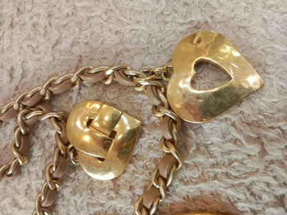 Chanel Seasonal Flap Heart Charms Beige Microchipped