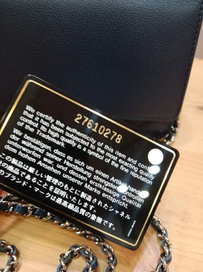 Chanel CC Box Wallet On Chain Caviar Navy Blue Series 27