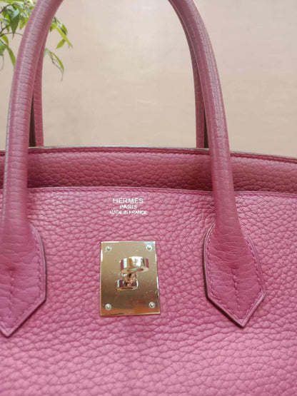 Hermes Birkin 35 Rose Poupre Clemence Stamp T 2015