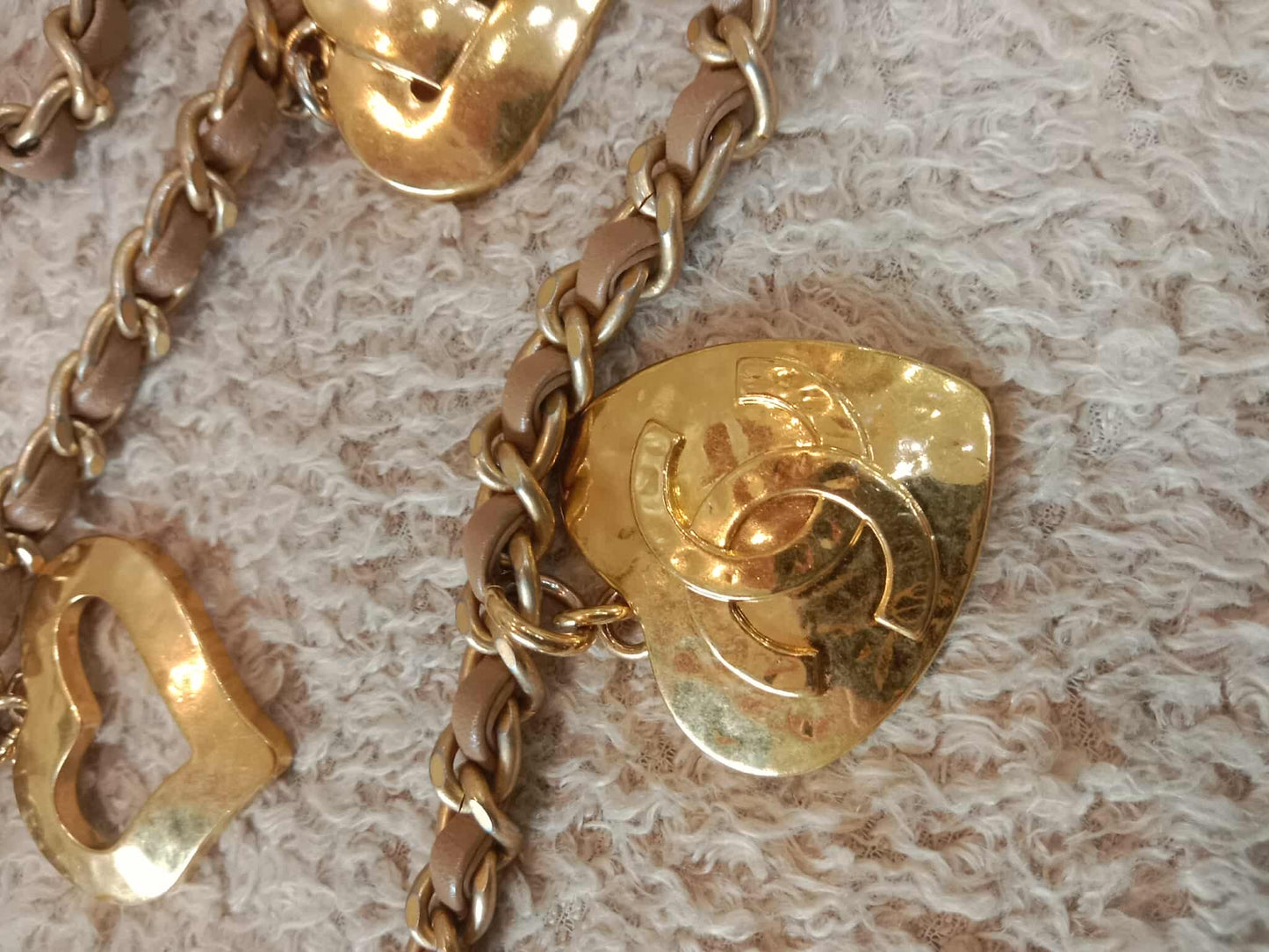 Chanel Seasonal Flap Heart Charms Beige Microchipped