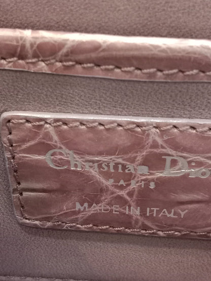 Dior Crocodile Embossed Mauve Clutch