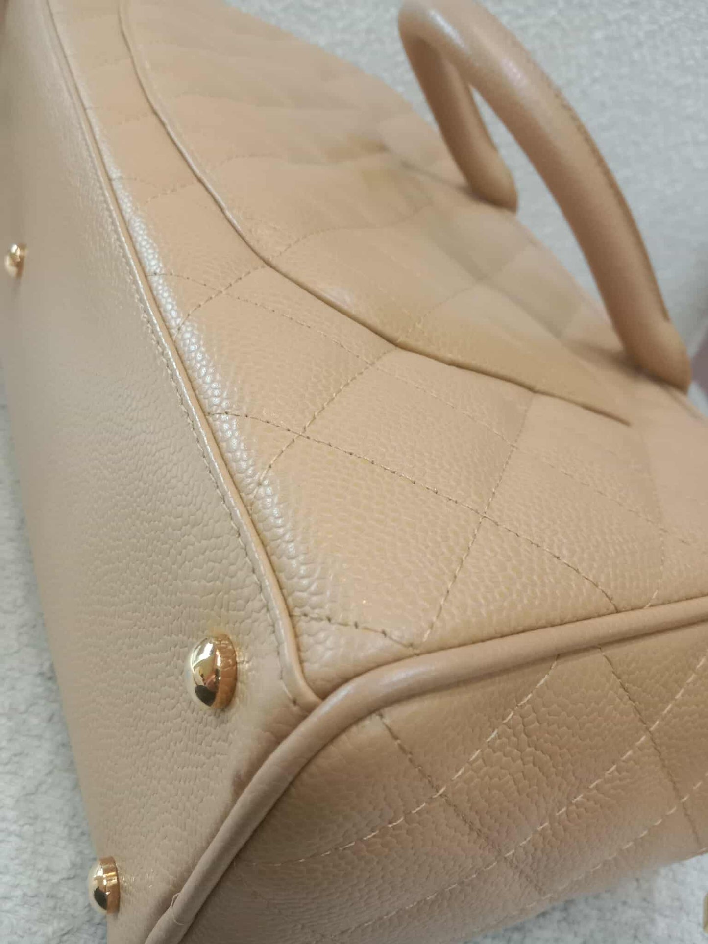 Chanel Bowling Bag Beige Caviar Series 9