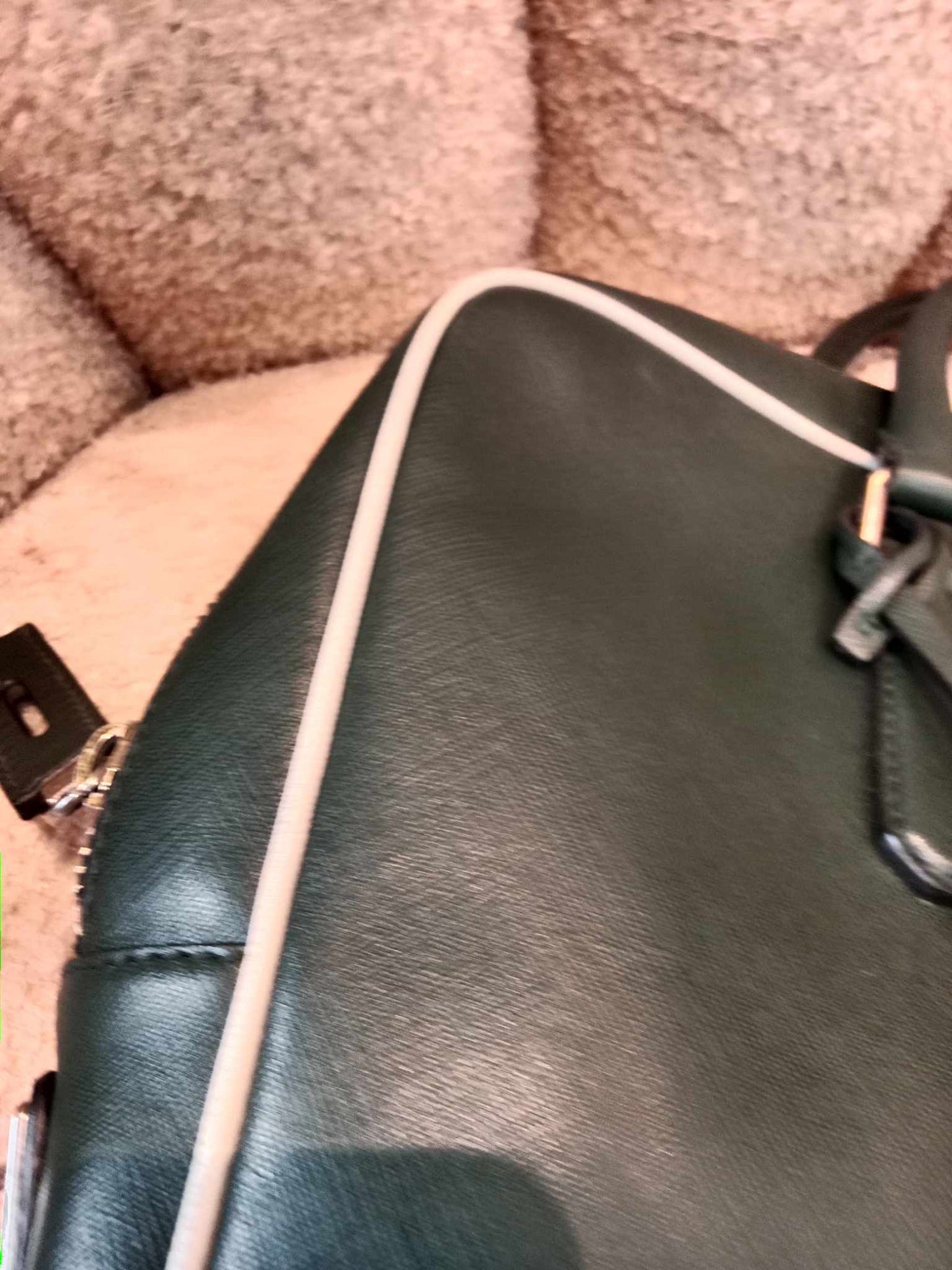 Prada Dark Green Leather Classic Laptop Bag