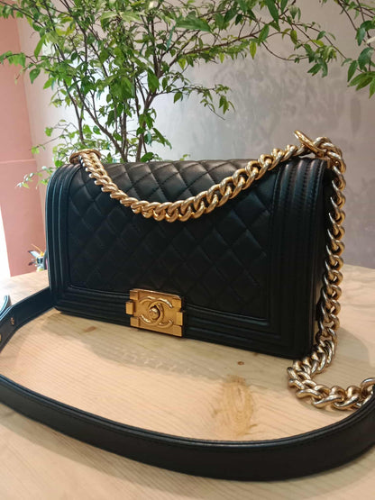 Chanel Leboy Quilted Lambskin Old Medium Black Series 23