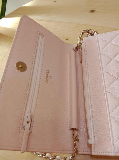 Chanel CC Wallet on Chain Light Pink Microchipped
