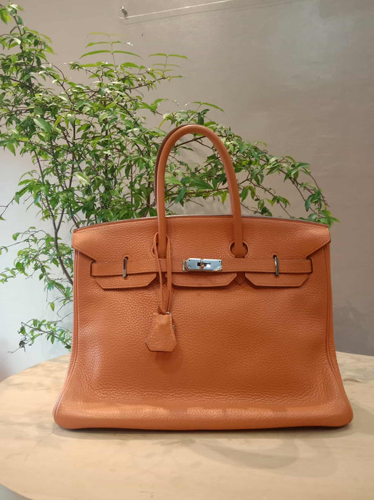 Hermes Birkin 35 Poppy Orange Clemence Stamp L Square 2008