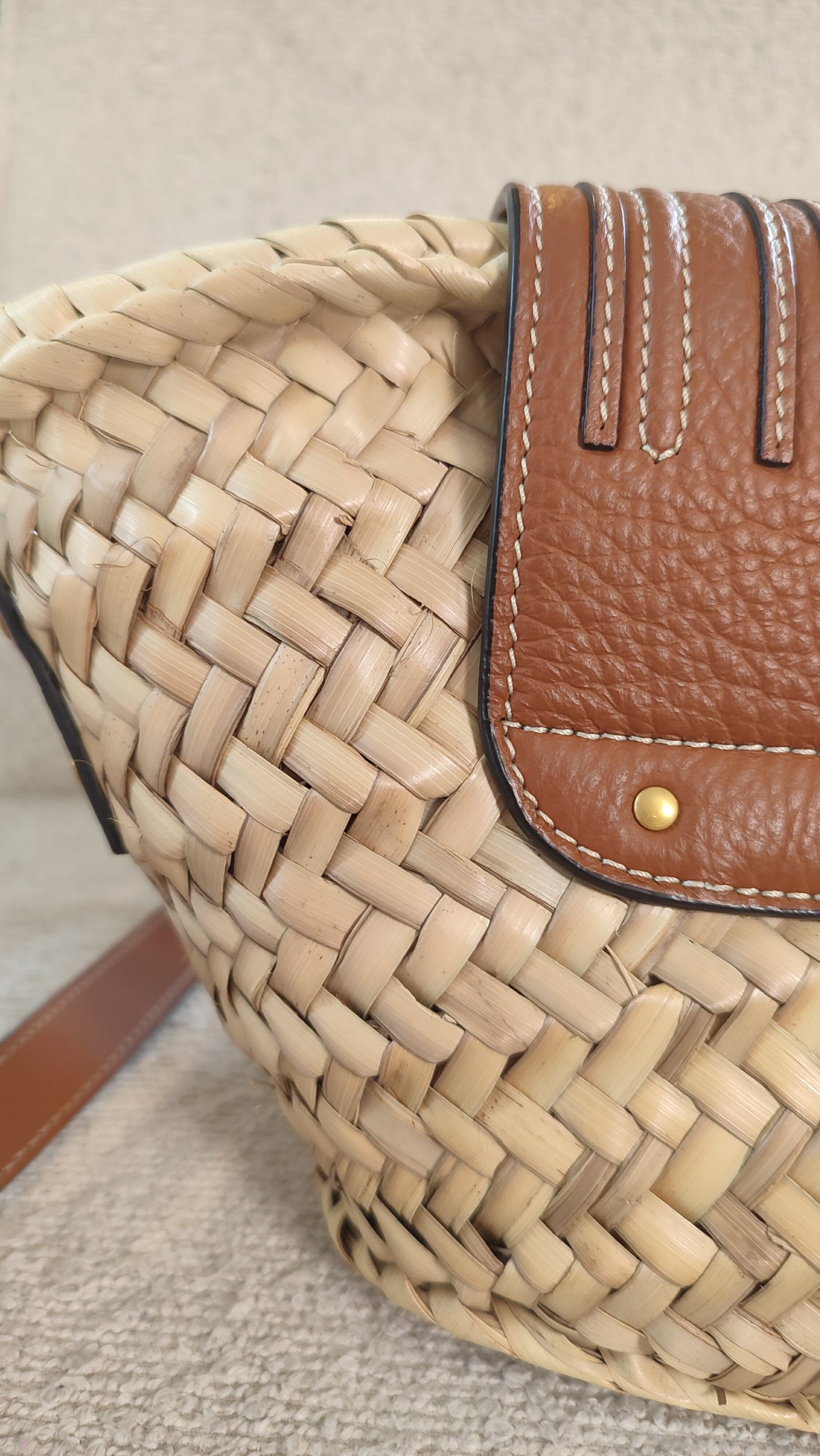 Chloe Marcie Small Raffia Basket Brown Bag