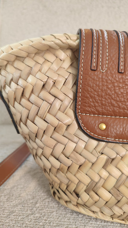 Chloe Marcie Small Raffia Basket Brown Bag