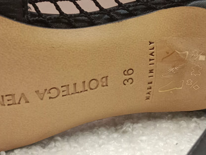 Bottega Veneta Stretch Pumps Black Mesh Square Toe Size 36
