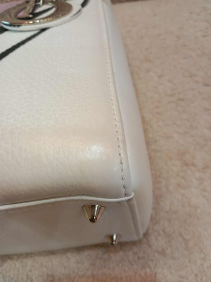 Dior White Floral Printed Lady Dior Medium