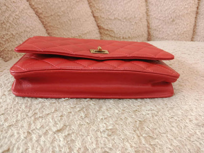 Chanel Wallet on Chain Lambskin Red Series 13