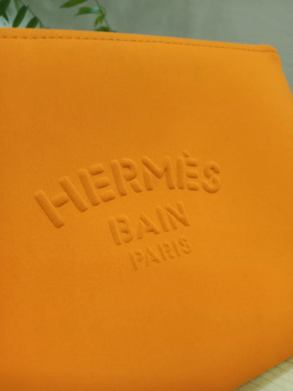 Hermes Neoprene Bain Orange Pouch