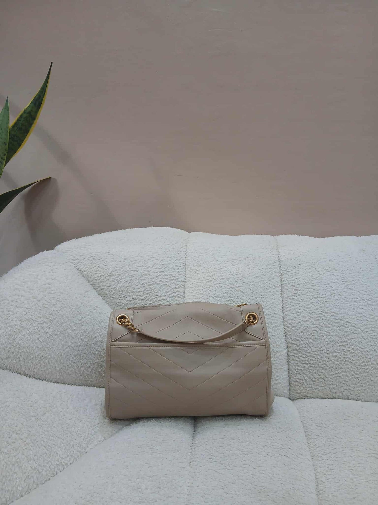 Saint Laurent Niki Leather Beige Bag