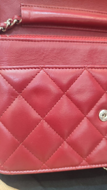 Chanel Wallet on Chain Red Lambskin Series 16