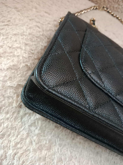 Chanel Classic Wallet on Chain Black Caviar Microchipped