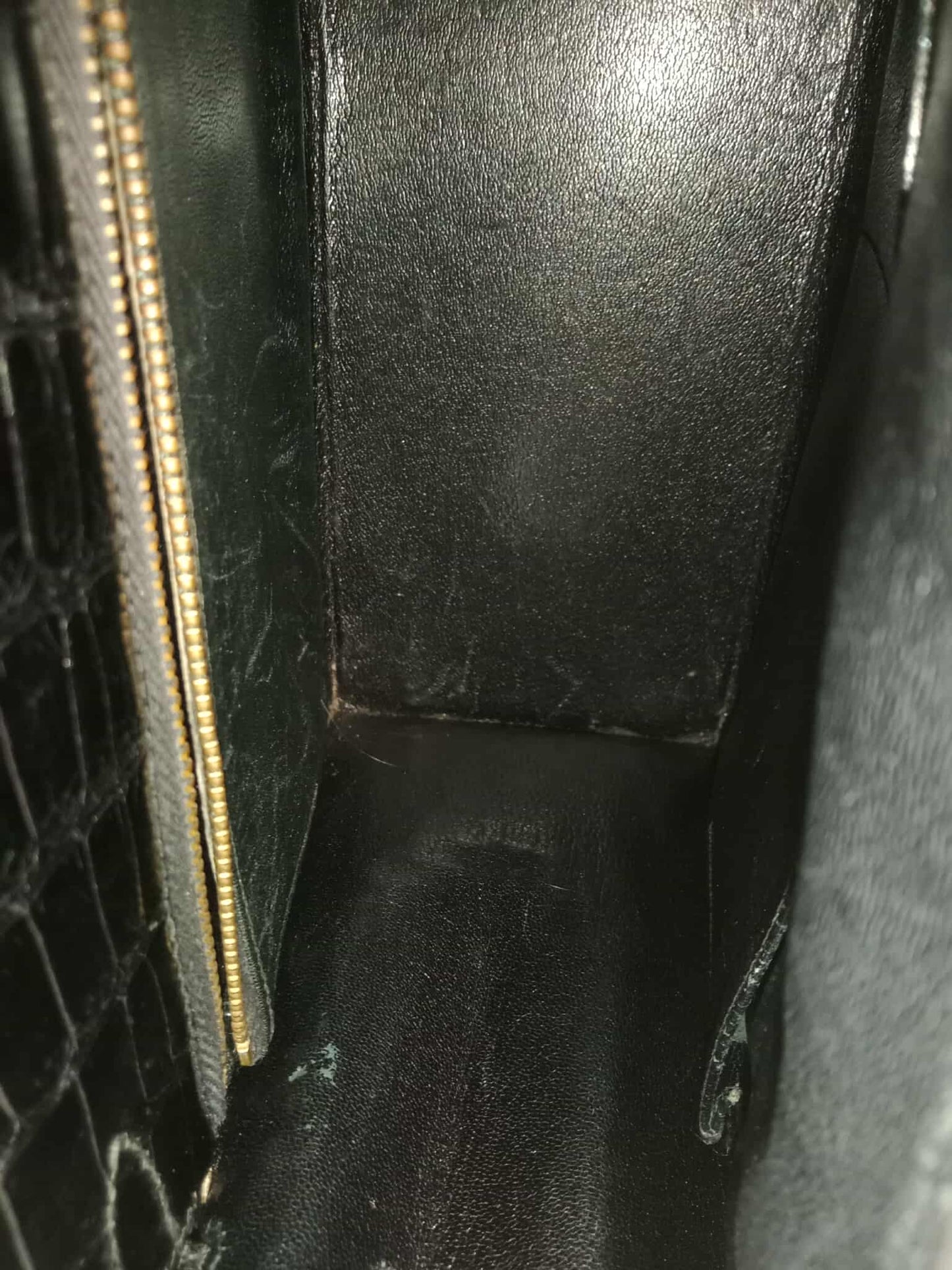 Hermes Kelly 28 Crocodile Noir Stamp S Circle 1989