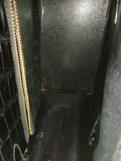 Hermes Kelly 28 Crocodile Noir Stamp S Circle 1989