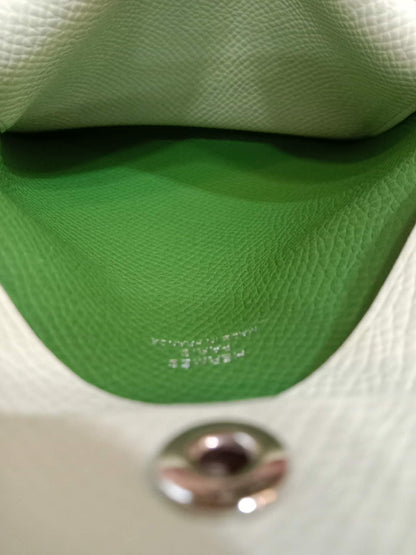 Hermes Calvi Duo Card Case Vert Fizz/Vert Criquet Clemence Stamp W 2024