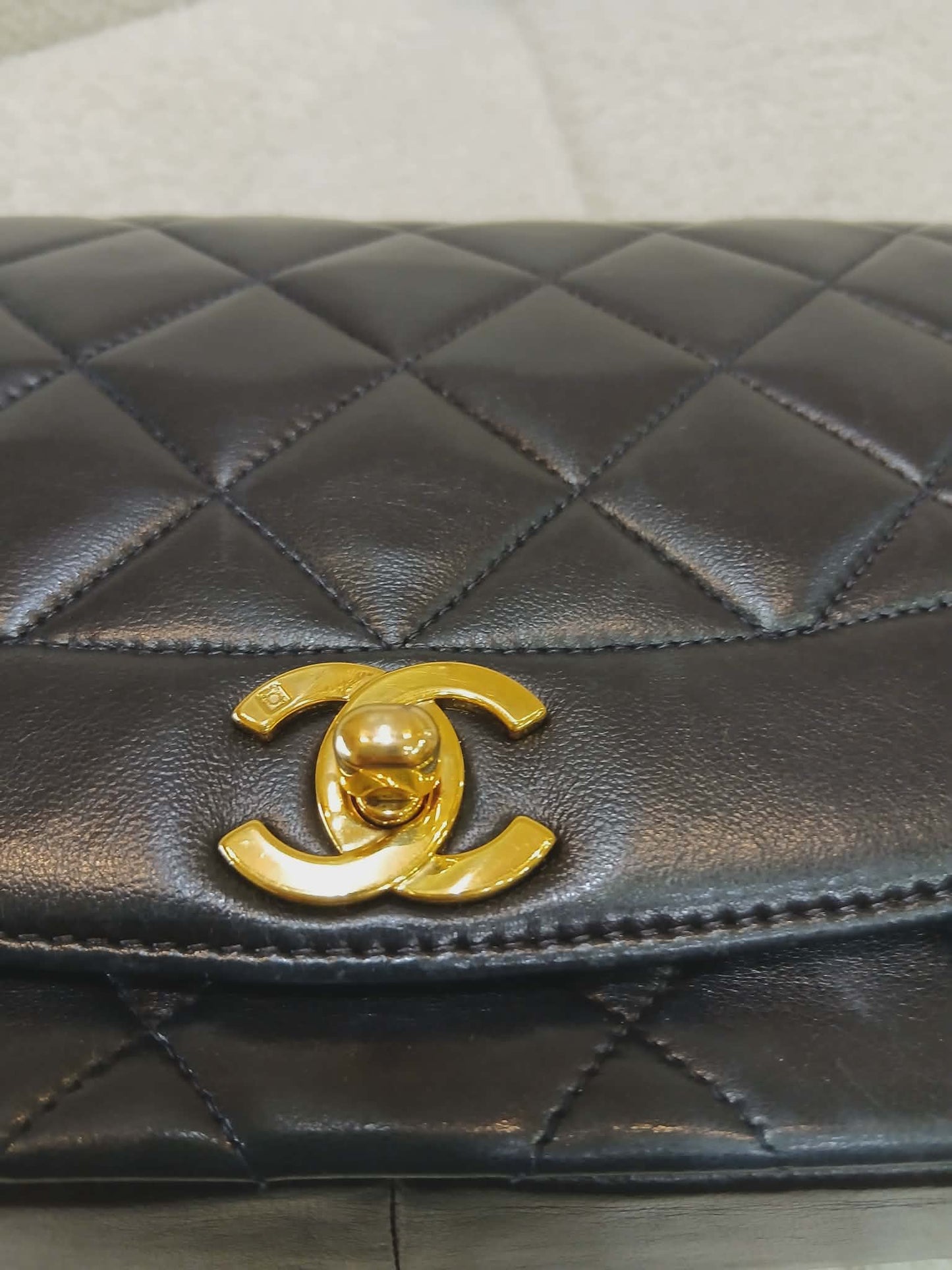 Chanel Diana Single Flap Quilted Lambskin Black Small Series 3