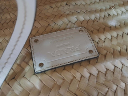 Prada Raffia Tote Bag White