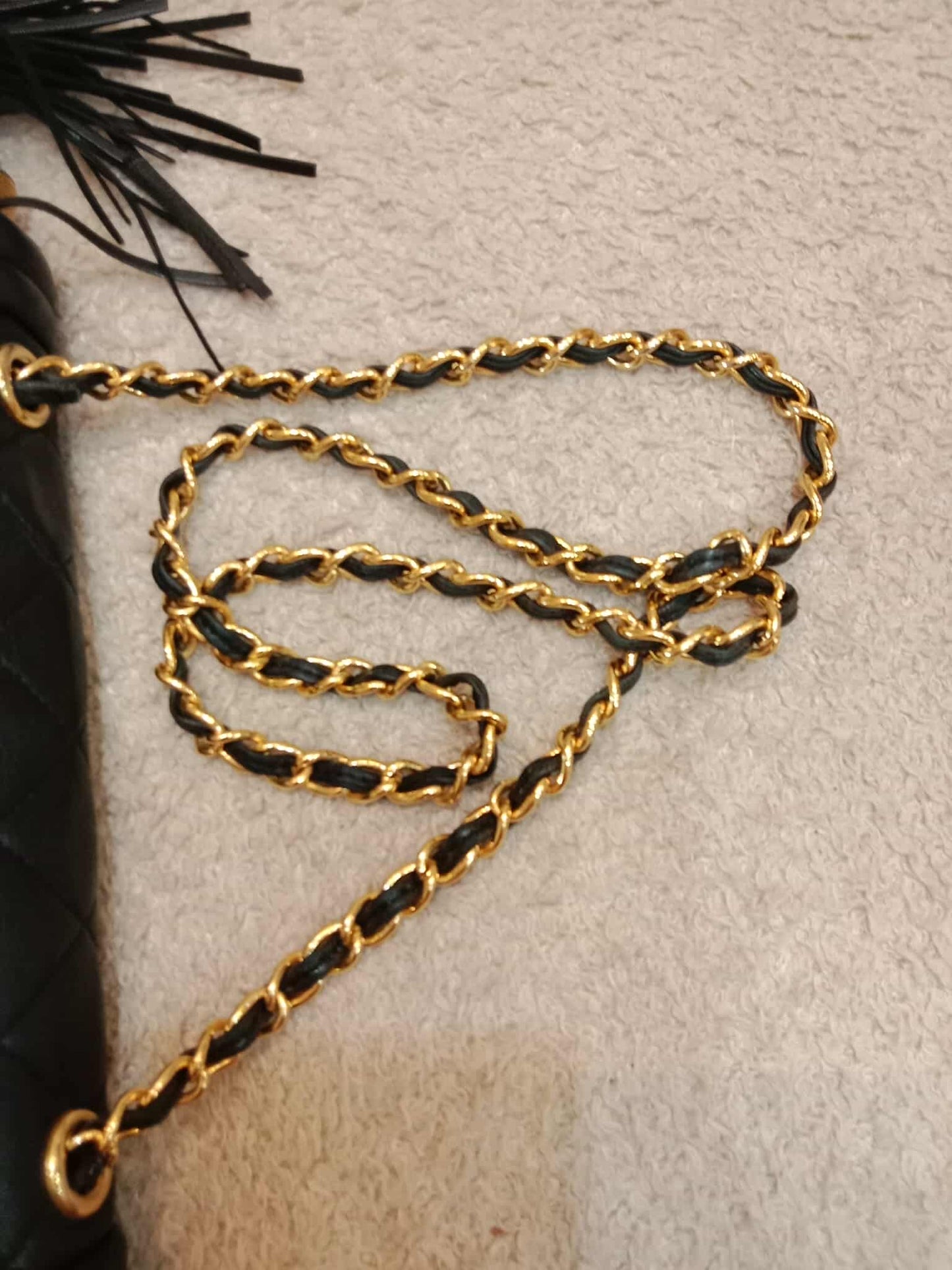 Chanel Vintage Chain Tassel Flap Bag Black Lambskin Series 0