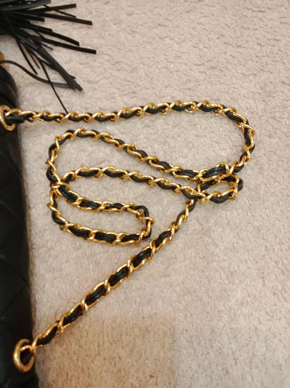 Chanel Vintage Chain Tassel Flap Bag Black Lambskin Series 0