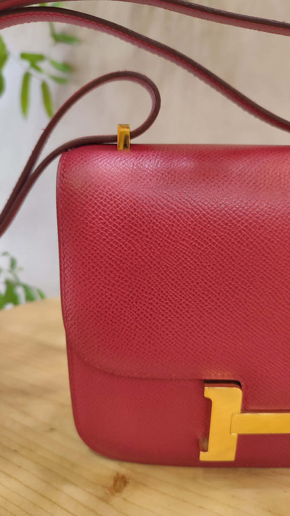 Hermes Constance 18 Red Courchevel Stamp Y Circle 1995