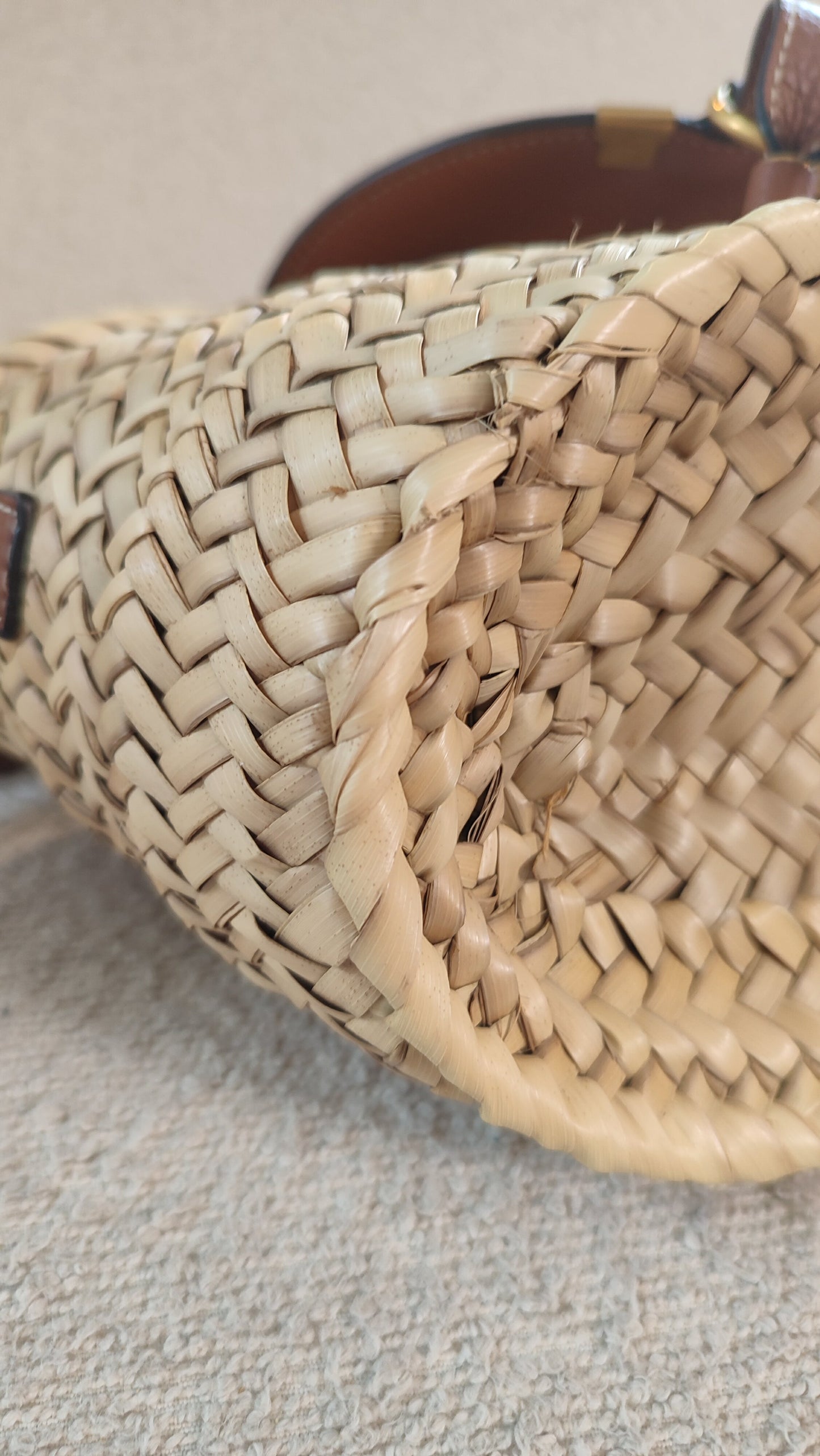 Chloe Marcie Small Raffia Basket Brown Bag