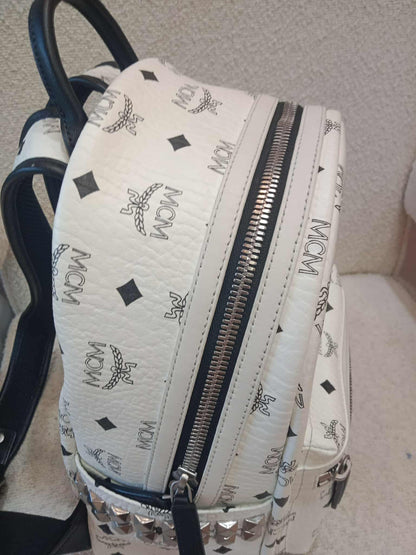 MCM Stark Side Studs Backpack Black and White