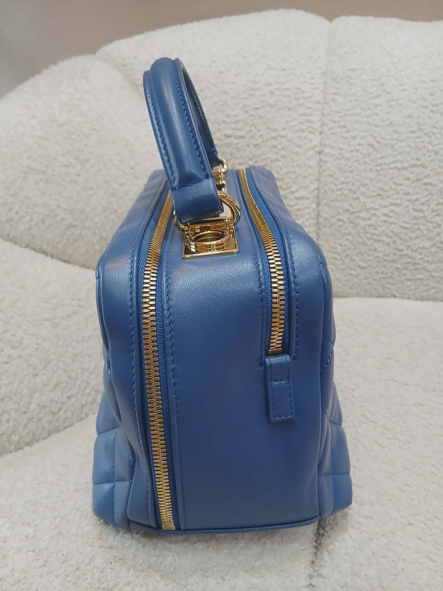 Chanel Quilted Trendy CC Bowler Bag Lambskin Blue Series 23
