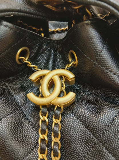 Chanel 25 Black Caviar Microchipped Fullset