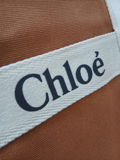 Chloe Sac A Langer Mother's Tote Handbag Canvas/Leather Crimson