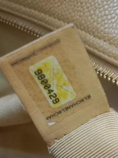 Chanel Bowling Bag Beige Caviar Series 9