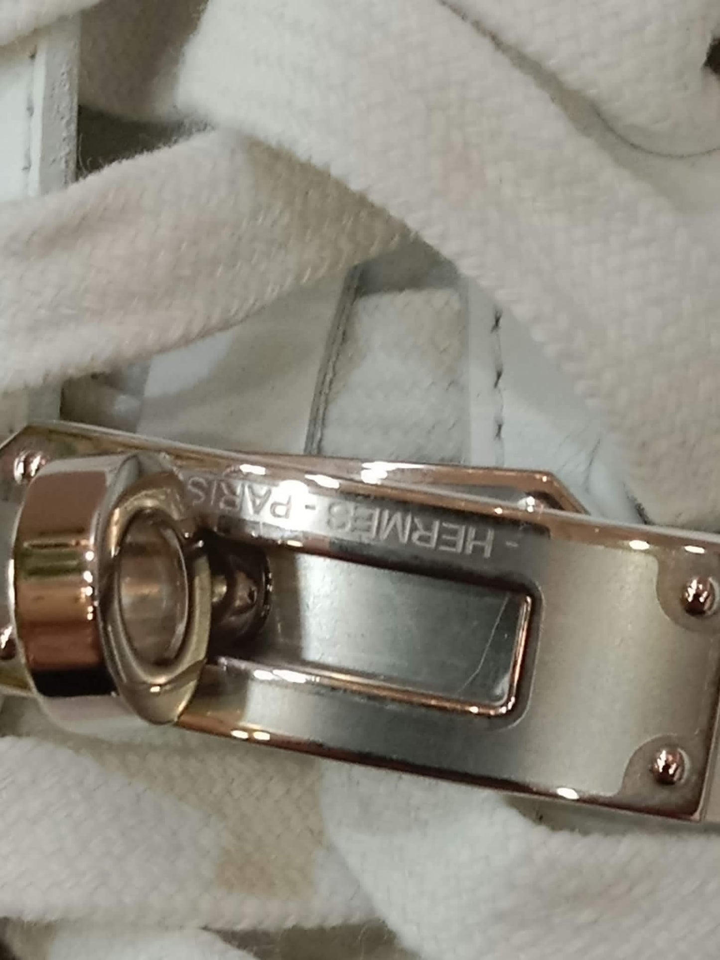 Hermes Day White Kelly Sneakers Rose Gold Buckle Size 35