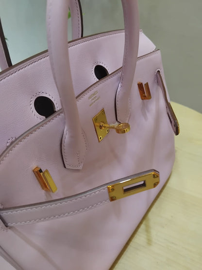 Hermes Birkin 25 Mauve Sylvestre Swift Rose Gold Hardware Stamp W 2024