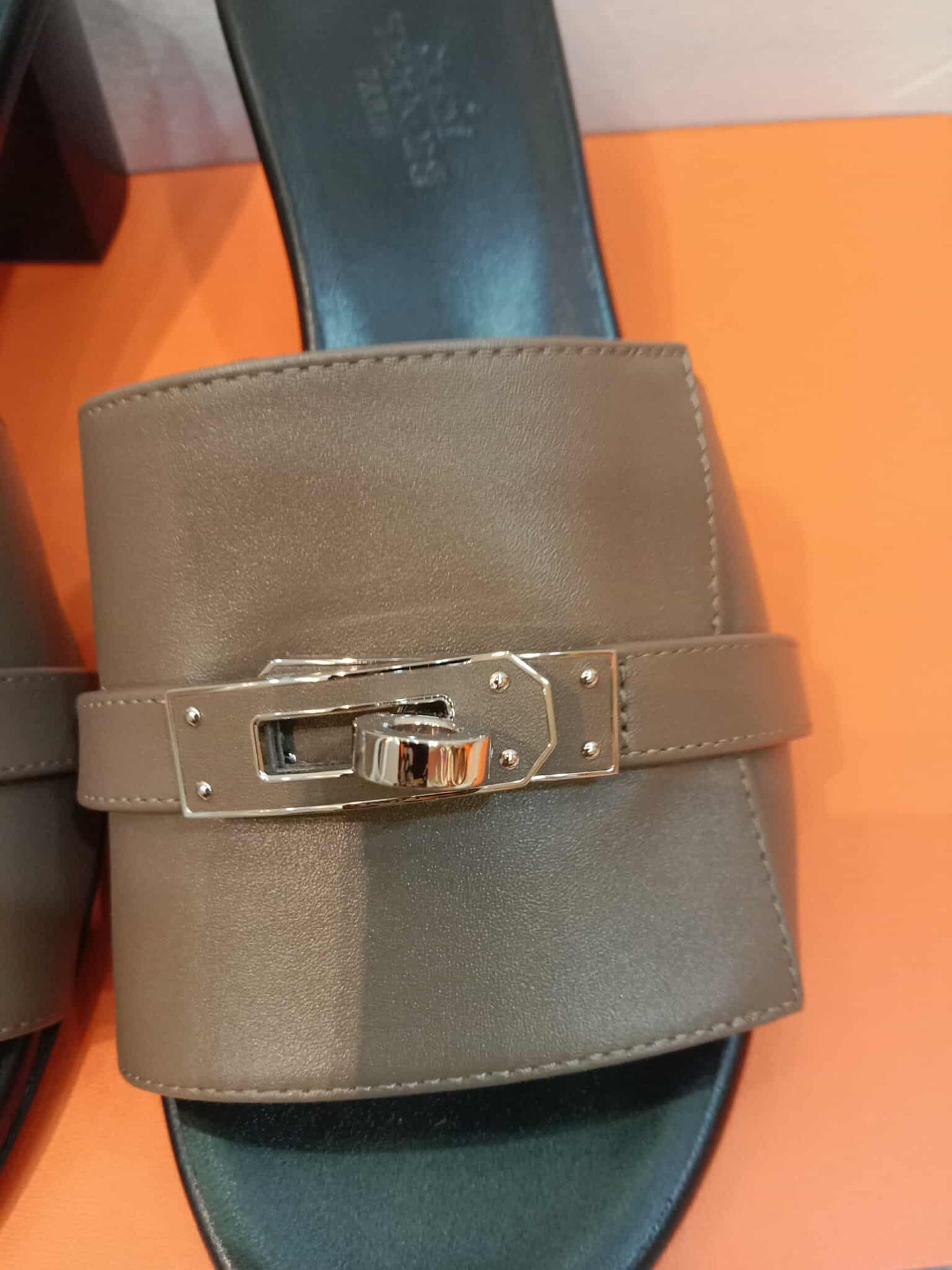 Hermes Kelly Sandals Etain Size 35.5