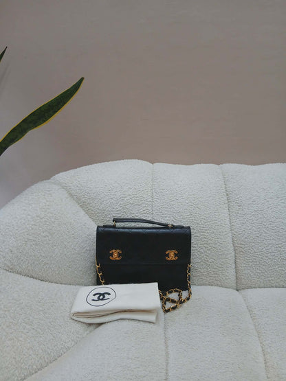 Chanel Matelasse Lambskin Double Turn Lock Vintage Mini Briefcase Series 1