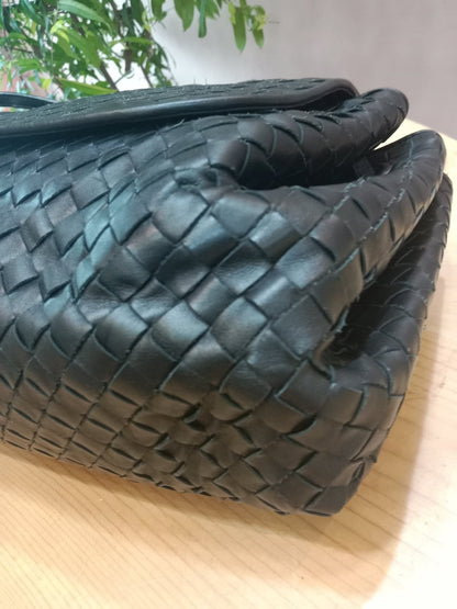 Bottega Veneta Intrecciato Messenger Bag Black