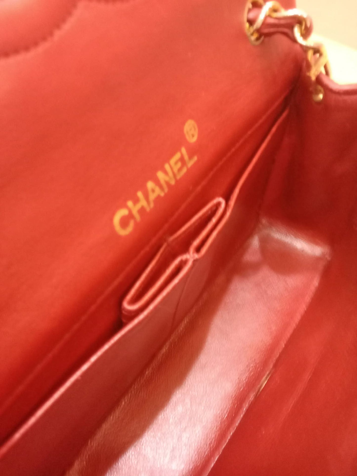 Chanel Red Matelasse Lambskin Chain Flap Shoulder Bag Series 1
