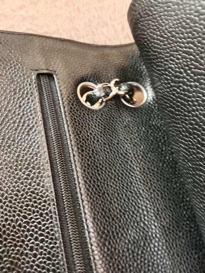 Chanel Classic Double Flap Medium Black Caviar Series 19