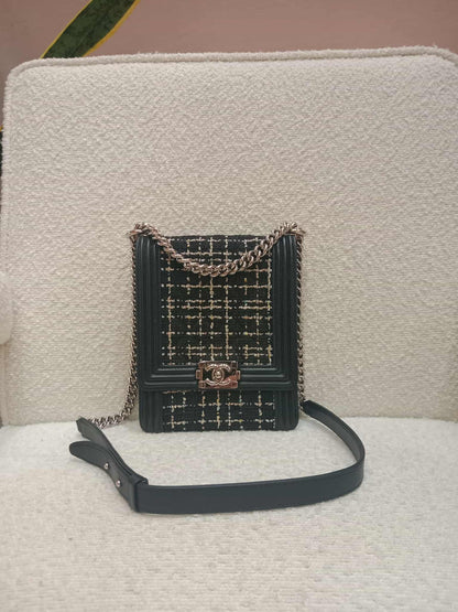Chanel North South Boy Flap Bag Tweed/Lambskin Series 27