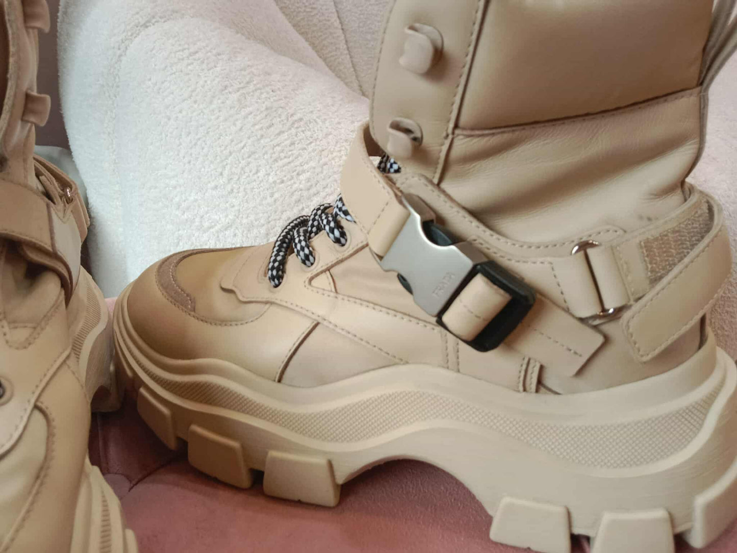 Prada Monolith Boots Beige Size 38