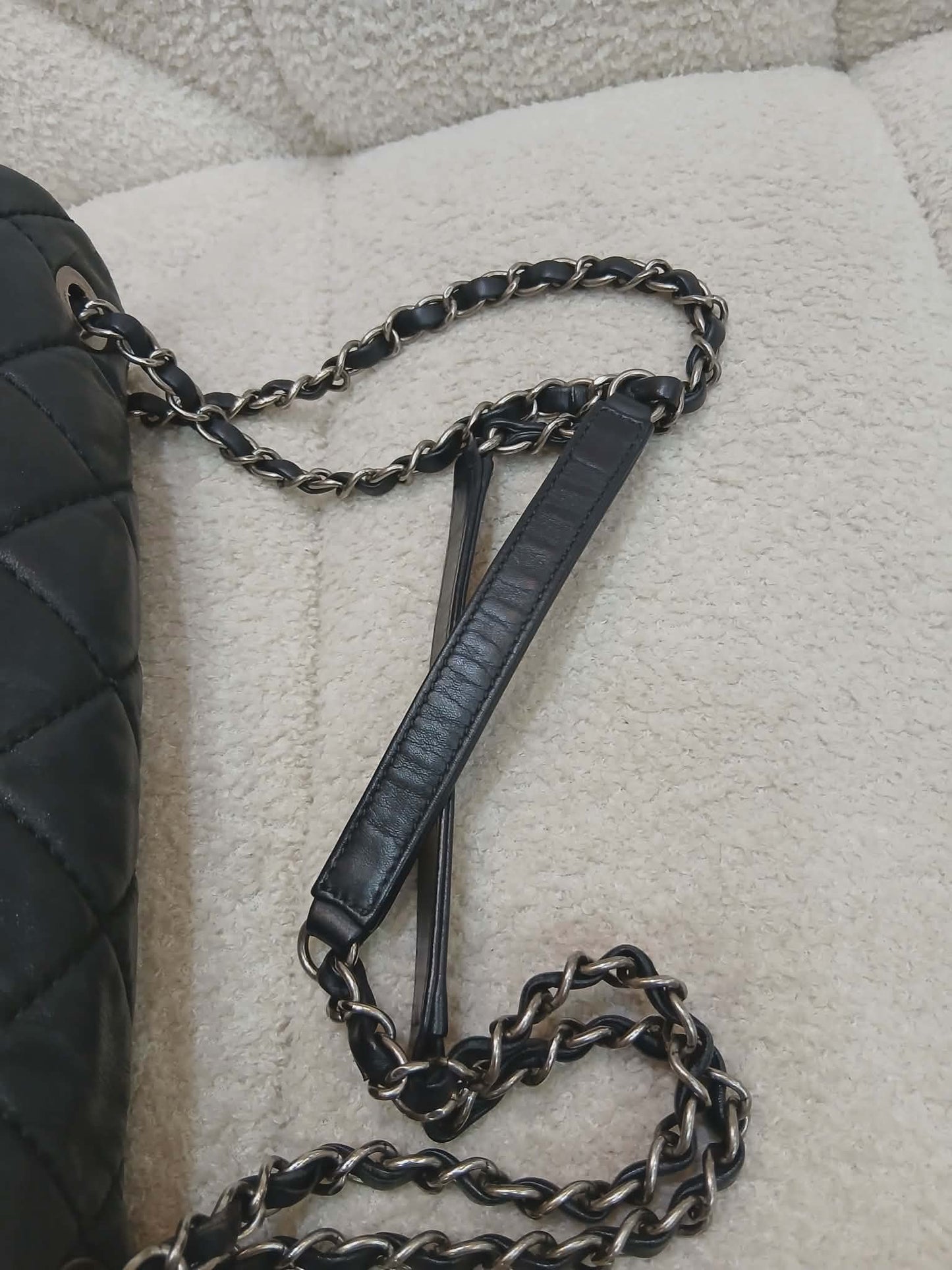 Chanel Square Double Flap Lambskin Dark Gray Series 15