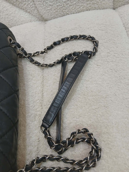 Chanel Square Double Flap Lambskin Dark Gray Series 15