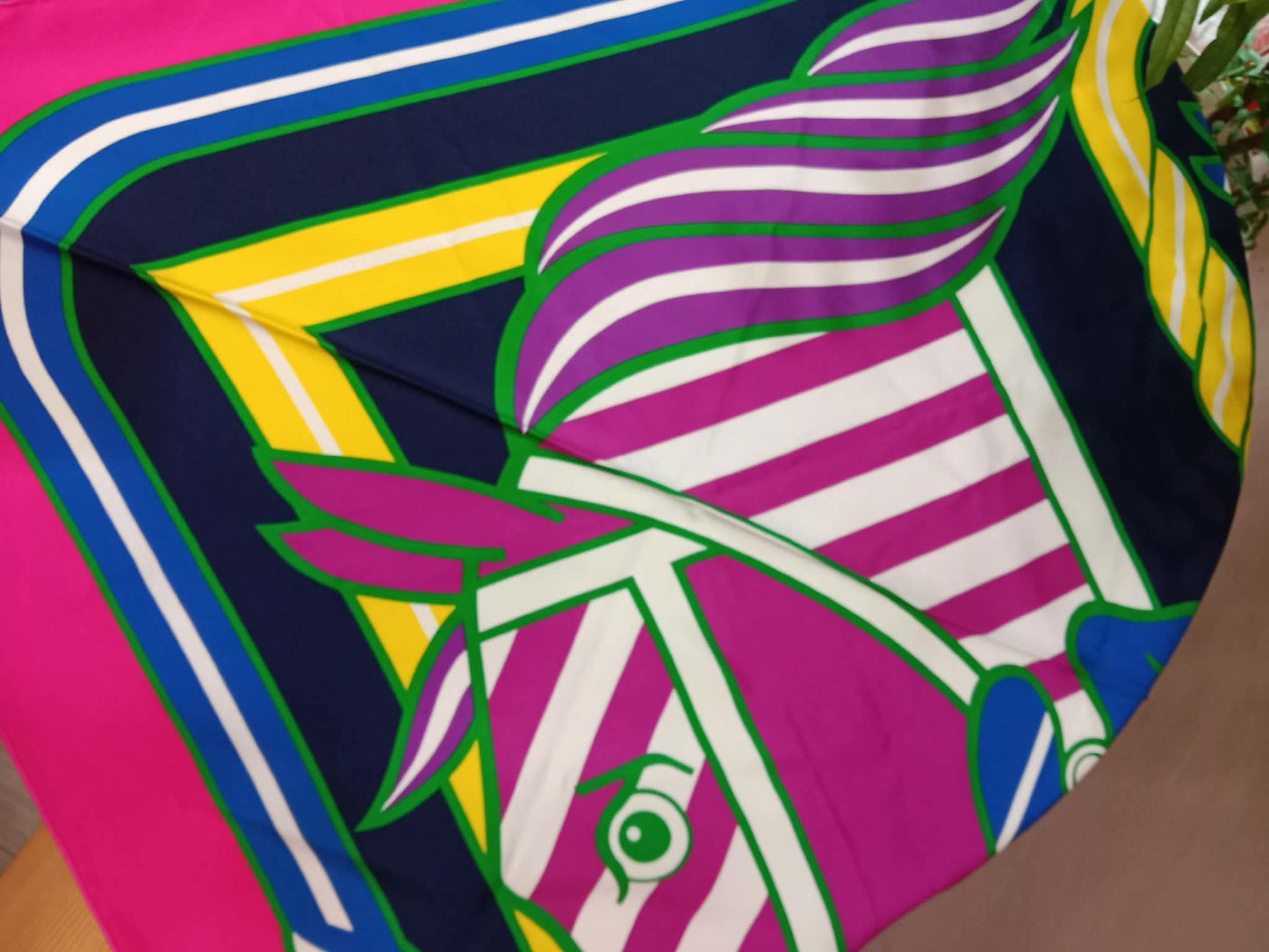 Hermes Triangular Silk Scarf Multicolor Quadrige Bayadere Pattern