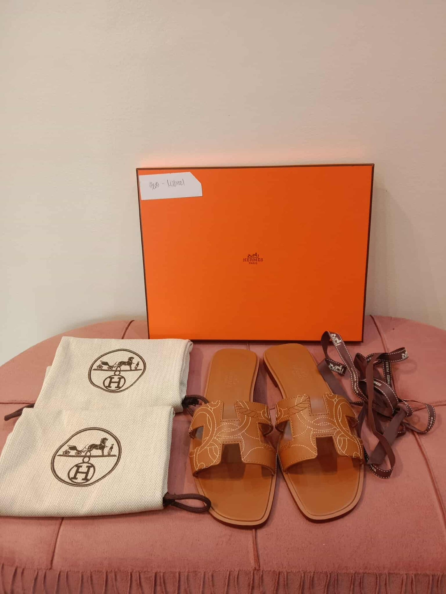 Hermes Oran Panoplie Equestre Embroidered H Gold Size 36.5