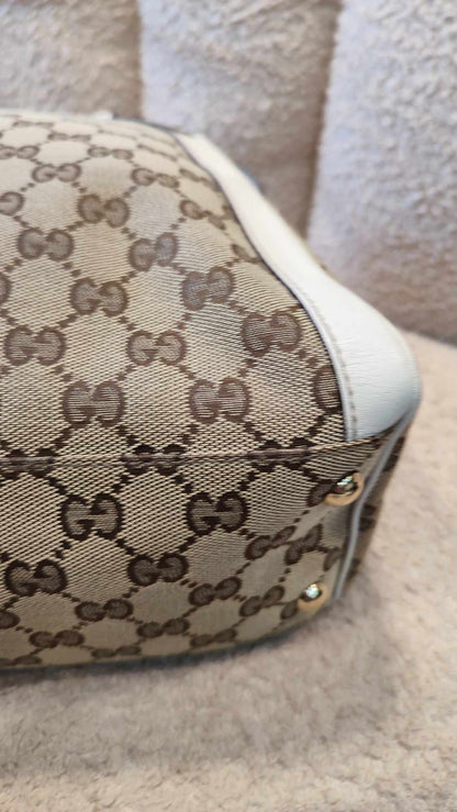 Gucci GG Canvas Trophy Bag Brown/White