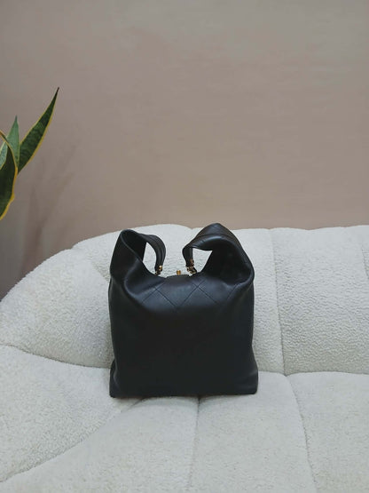 Chanel Hobo Bag Shiny Calfskin Black Microchipped Fullset