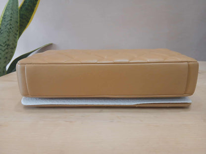 Chanel Diamond CC Chain Brown Caramel Lambskin Flap Bag Series 18