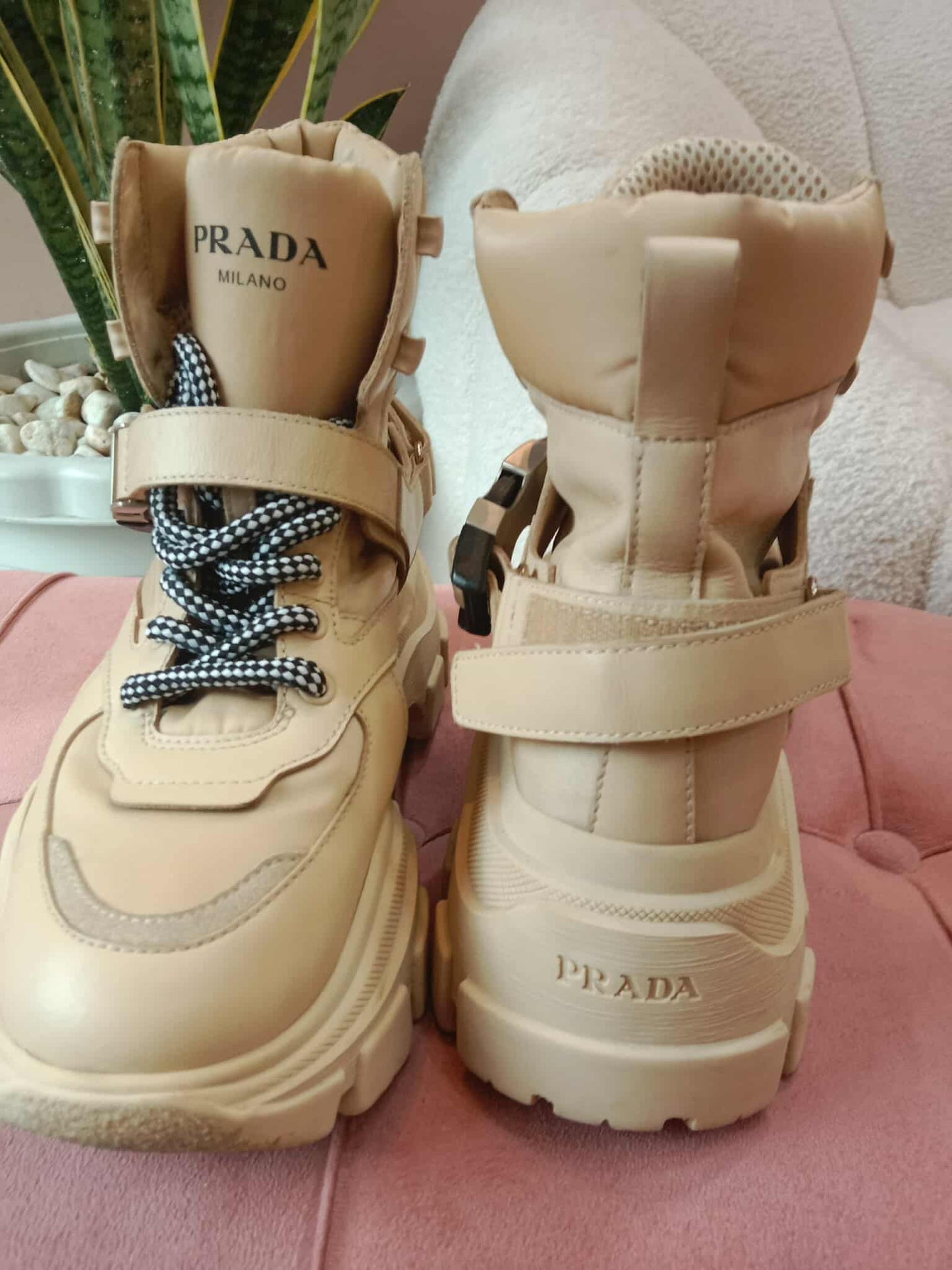 Prada Monolith Boots Beige Size 38